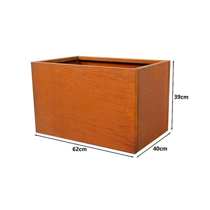 Corten Steel Planter Box 62x40x39cm Outdoor Garden Raised Bed Rust Finish.