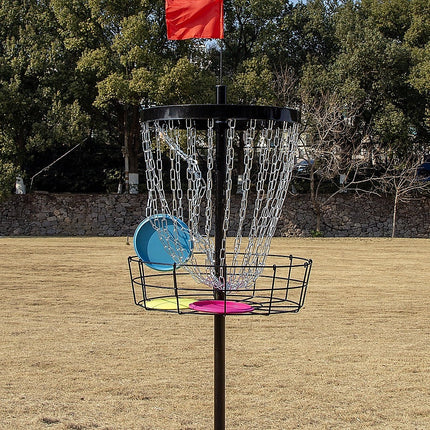 Disc Golf Basket 24 Chain Portable Target with 6 Discs Set.