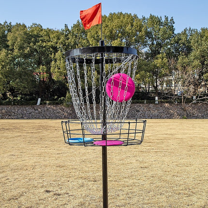Disc Golf Basket 24 Chain Portable Target with 6 Discs Set.