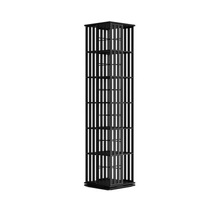 360 Rotating Bookshelf Bamboo Storage Display Rack Shelving in Black.