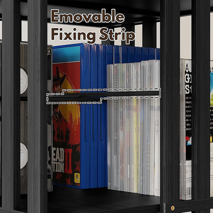 360 Rotating Bookshelf Bamboo Storage Display Rack Shelving in Black.