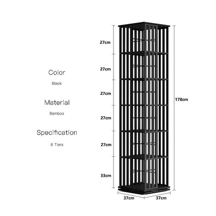360 Rotating Bookshelf Bamboo Storage Display Rack Shelving in Black.