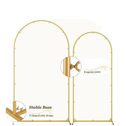 Arch Backdrop Stand with White & Yellow Cover Set for Weddings Events.