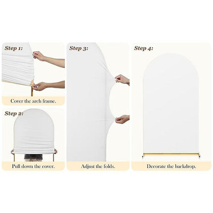Arch Backdrop Stand with White & Yellow Cover Set for Weddings Events.