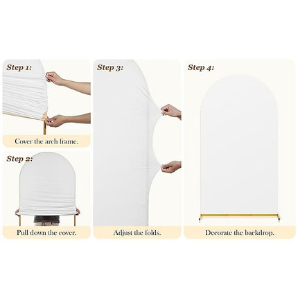 Arch Backdrop Stand with White & Yellow Cover Set for Weddings Events.