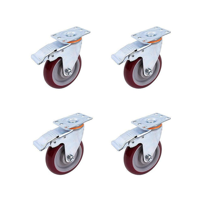4 Pack 5 Inch Heavy Duty Locking Caster Wheels Swivel Plate Castors.