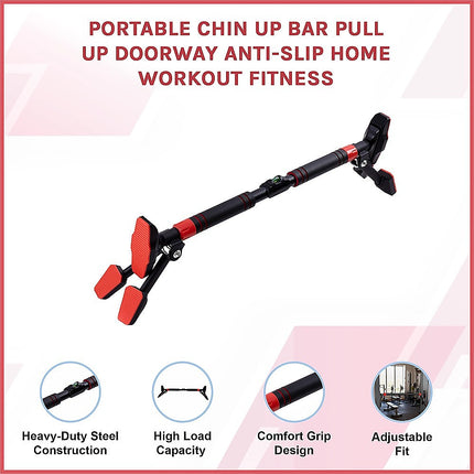 Portable Chin Up Bar Pull Up Doorway Anti-Slip Home Workout Fitness.