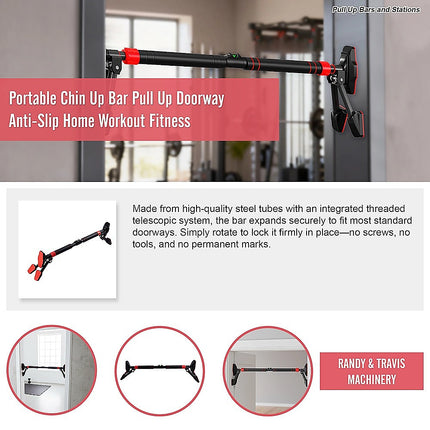 Portable Chin Up Bar Pull Up Doorway Anti-Slip Home Workout Fitness.