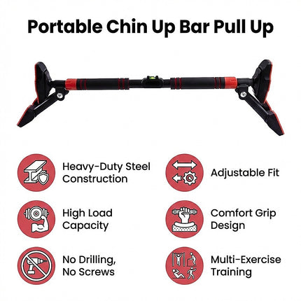 Portable Chin Up Bar Pull Up Doorway Anti-Slip Home Workout Fitness.