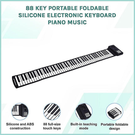 88 Key Portable Foldable Silicone Electronic Keyboard Piano Music.