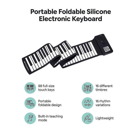 88 Key Portable Foldable Silicone Electronic Keyboard Piano Music.