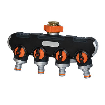 4 Way Hose Splitter Tap Garden Water Irrigation Distributor Valve.