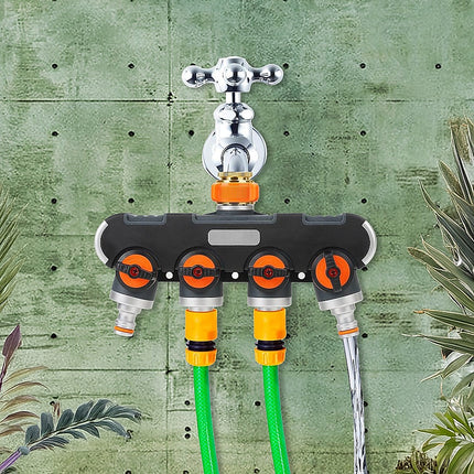 4 Way Hose Splitter Tap Garden Water Irrigation Distributor Valve.