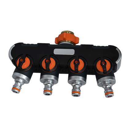 4 Way Hose Splitter Tap Garden Water Irrigation Distributor Valve.