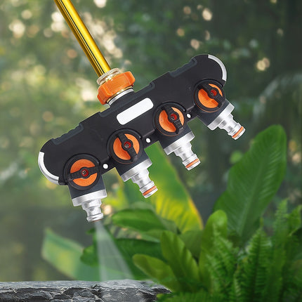 4 Way Hose Splitter Tap Garden Water Irrigation Distributor Valve.