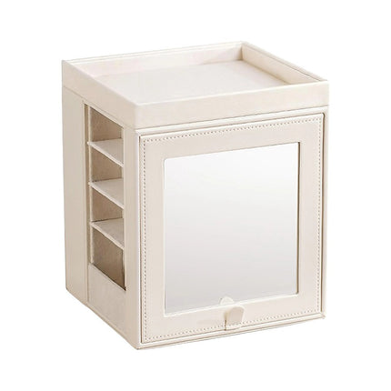 Rotating Organiser Box with Mirror Jewellery Storage for Dressing Table.