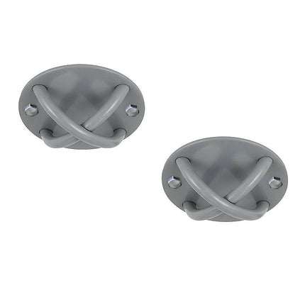 Pair of Grey Wall Anchor Mounts for Battle Ropes and Suspension.