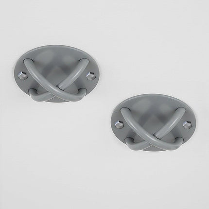 Pair of Grey Wall Anchor Mounts for Battle Ropes and Suspension.