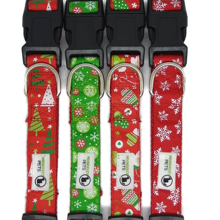 Christmas Dog Collars Adjustable - Moondidley Pets X-Large Red Snow Flakes.