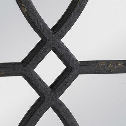 Set 2 Black Carved Wall Mirrors 67cm.
