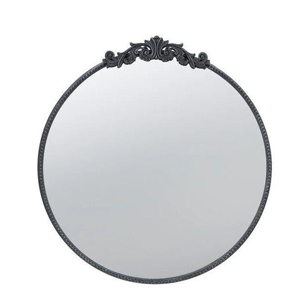 Baroque Black Round Mirror 81cm.
