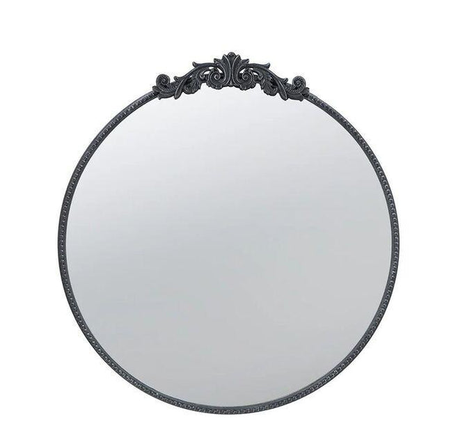 Baroque Black Round Mirror 81cm.