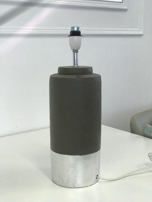 Zane Concrete Silver Trim Lamp Base Only 42cm.