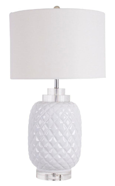 Island White Table Lamp Gloss Ceramic Bedside 67cm.