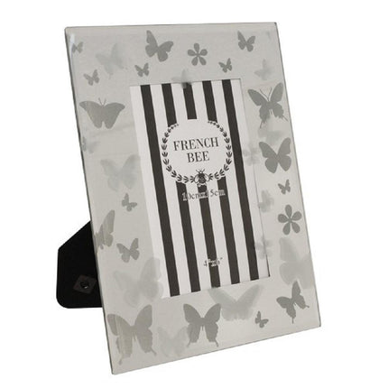 Butterfly Photo Frame 4''x6'' Glass Front Gold 18cm.