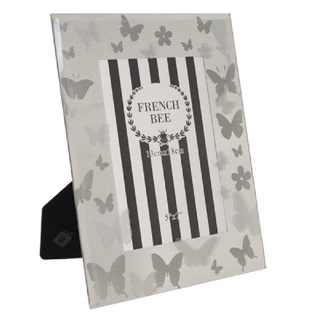 Butterfly Photo Frame 5''x7'' Glass Front Gold 21cm.