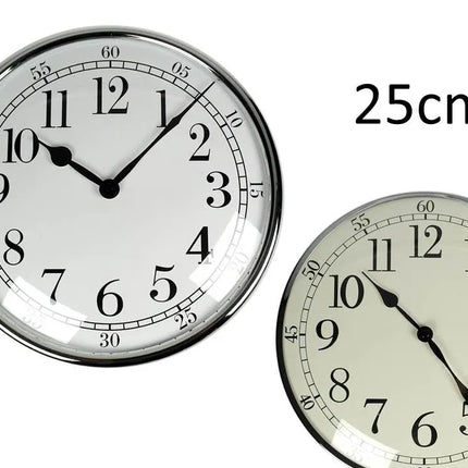 Bulk 12 25cm Plastic Silver Chrome Look Wall Clock 2 Asst Sml