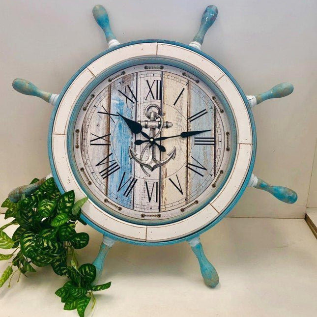 Oversized Ships Wheel Wall Clock 73cm.