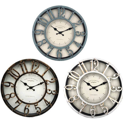 Bulk 10 Henry Plastic Wall Clock 30.4cm 3 Asst Col