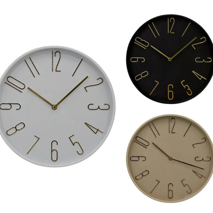 Bulk 10 Wood Grain Look Wall Clock 30cm 3 Asst