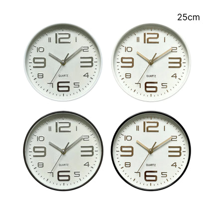 Bulk 12 Plastic Round Wall Clock 25cm 4 Asst