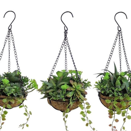 Set 3 Artificial Hanging Succulents 38cm.