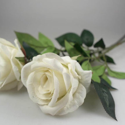bulk 24 Articial Single Stem Rose White 62cm.