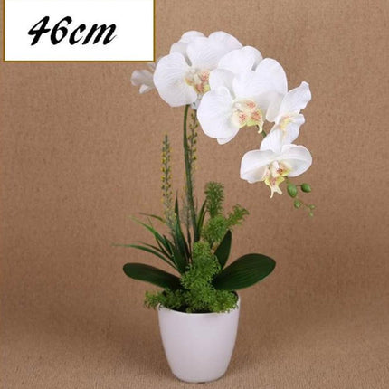 Artificial One Stem Orchid In Plastic Pot 10x46cm.