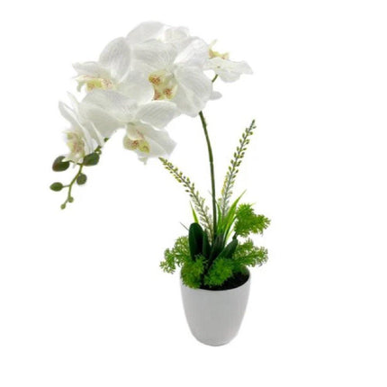 Artificial One Stem Orchid In Plastic Pot 10x46cm.
