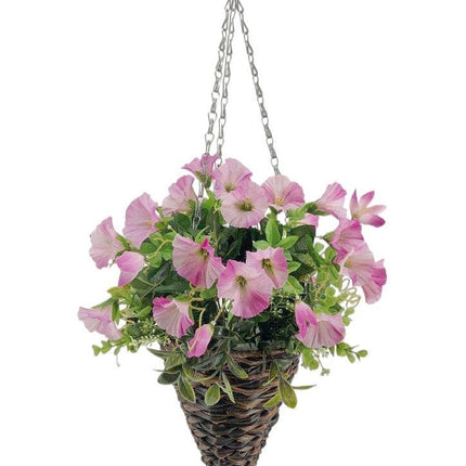 Artificial Hanging Flower in Rattan Pot 72cm.