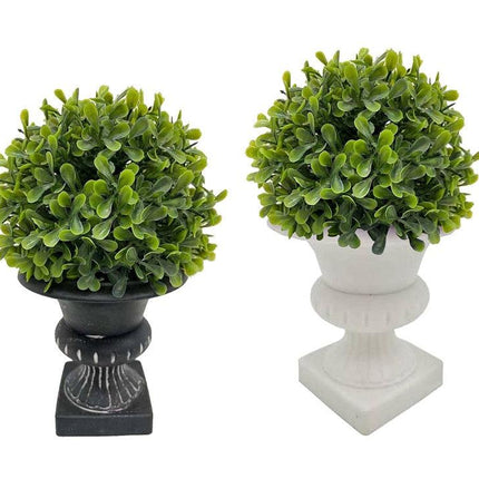 Set 2 Artificial Topiary in Urn Pot Assort 22cm.