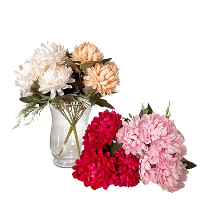 bulk 36 Artificial Chrysanthemum 7 Heads Assorted 10x31cm.