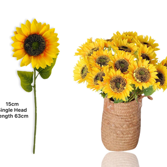 bulk 24 Artificial Sunflower Single Head 63cm.