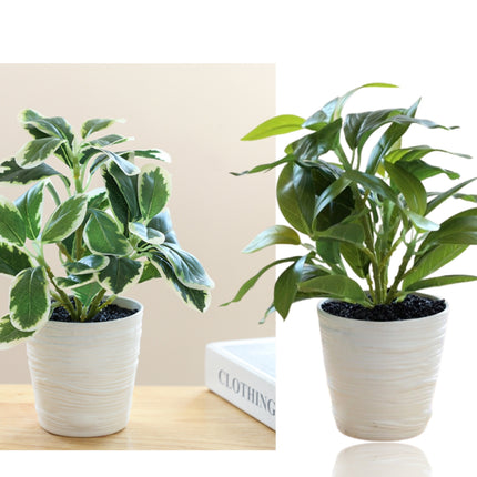 Set 2 Artificial Green Leaf in Pot Assort 28cm.
