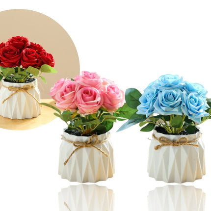 Bulk 12 Artificial Rose In Pot 15x18hcm 3 Asst