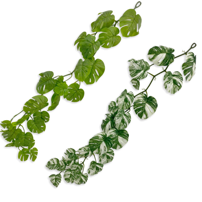 bulk 12 Artificial Green Monstera Garland 120cm.