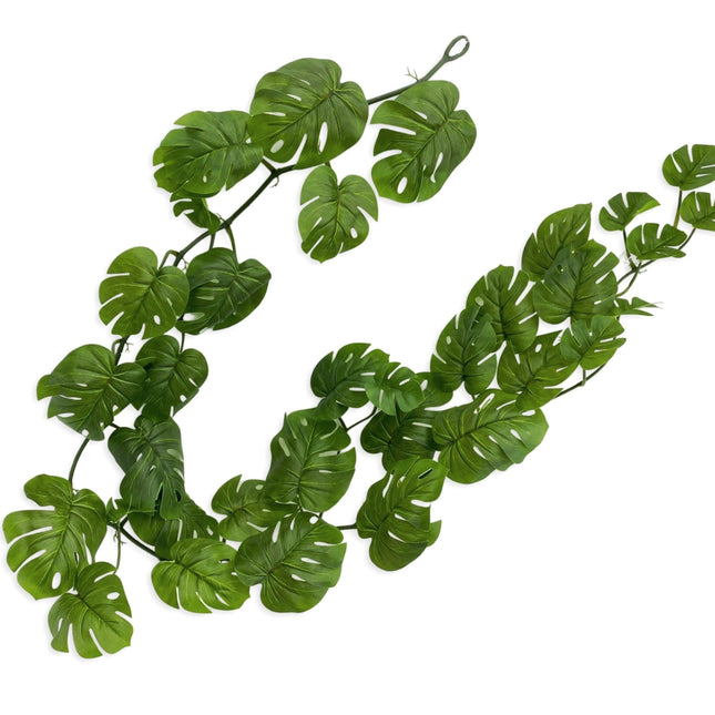 bulk 12 Artificial Green Monstera Garland 180x10cm.