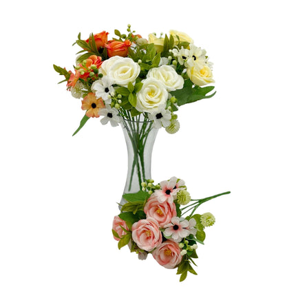bulk 24 Artificail Rosebush 7 Branches 4 Assorted 10x31cm.