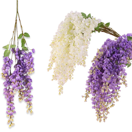 bulk 12 Artificial Wisteria Flower 2 Assorted 25x106cm.