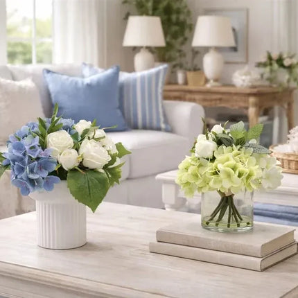 Real Touch Hydrangea Arrangement In Ceramic Vase 31x30.5cmh